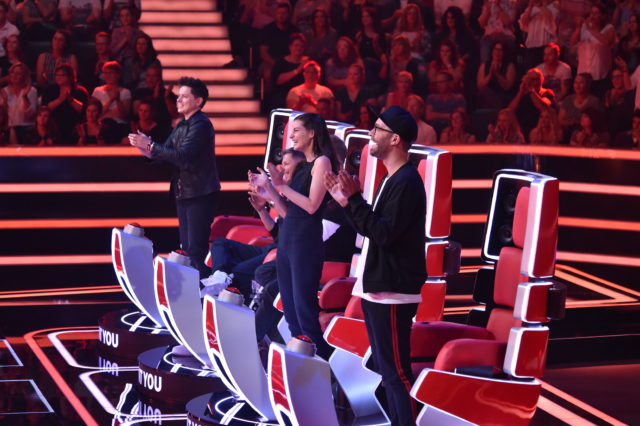 The Voice of Germany 2018 – Ausblick auf 6. Blind Audition – Michael Patrick Kelly; Yvonne Catterfeld;Mark Forster, (Foto: ProSieben/SAT.1/André Kowalski; Fotograf: Andre Kowalski) The Voice of Germany 2018 – Ausblick auf 6. Blind Audition – Michael Patrick Kelly; Yvonne Catterfeld;Mark Forster, (Foto: ProSieben/SAT.1/André Kowalski; Fotograf: Andre Kowalski)