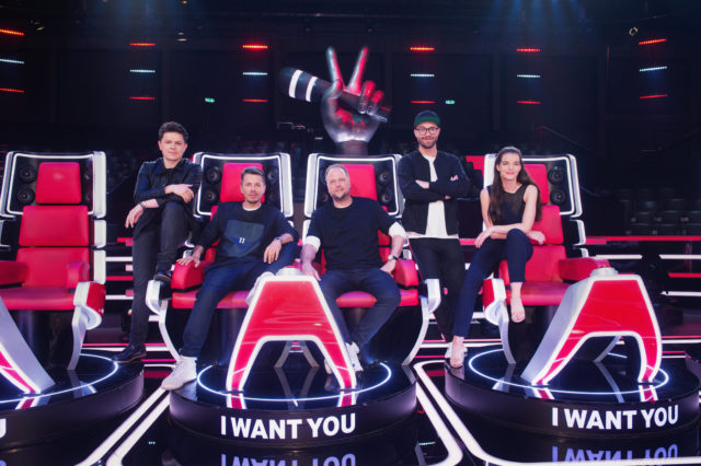 Titel: The Voice of Germany; Staffel: 8; Person: Michael Patrick Kelly; Michi Beck;Smudo;Mark Forster;Yvonne Catterfeld; (Copyright: SAT.1/ProSieben/André Kowalski; Fotograf: Andre Kowalski; Bildredakteur: Susi Lindlbauer;)